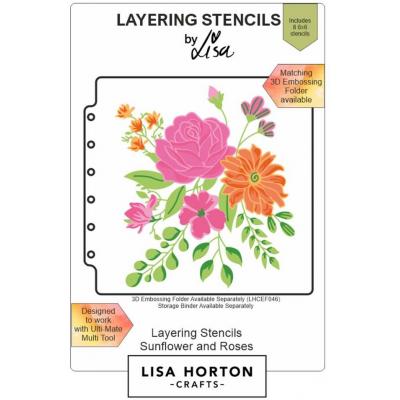 Lisa Horton Crafts Layering Stencils - Sunflowers And Roses